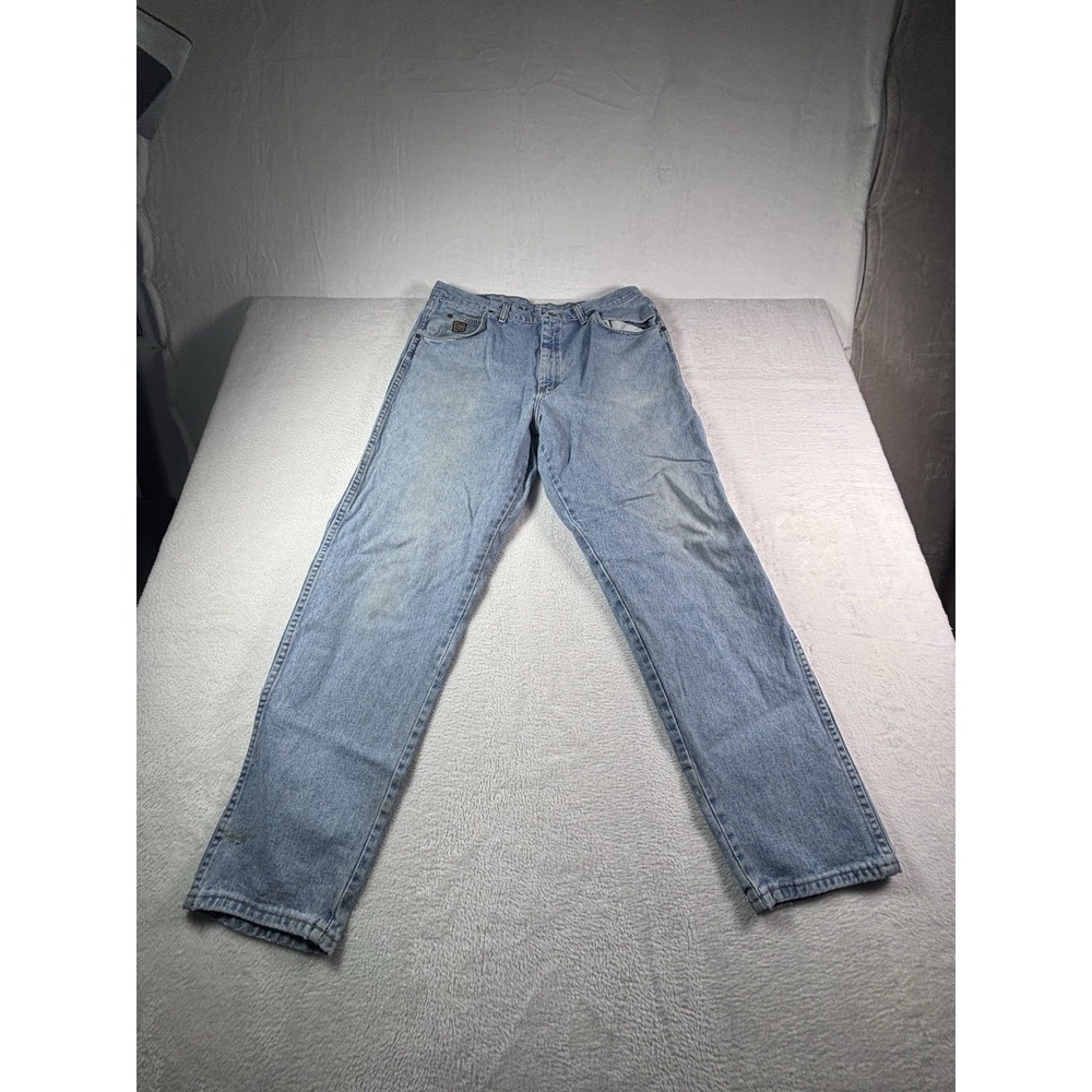 Wrangler Jeans Mens 38x32 Light Wash Relaxed Boot Cut Vintage USA Made Blue